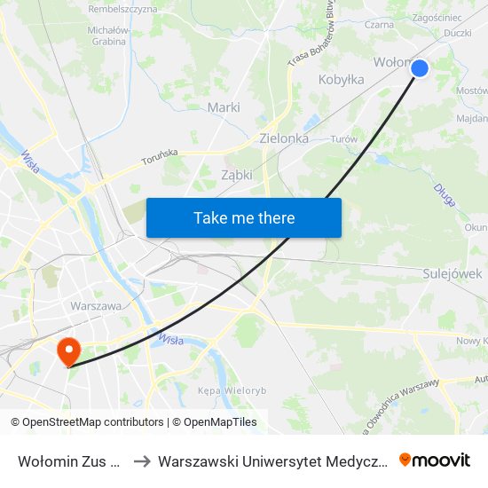 Wołomin Zus 01 to Warszawski Uniwersytet Medyczny map