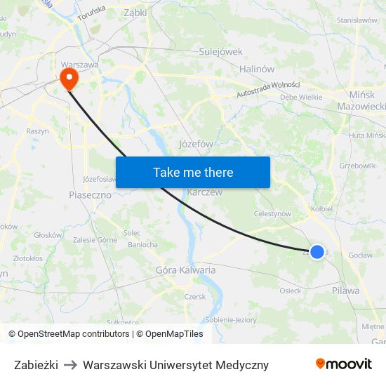 Zabieżki to Warszawski Uniwersytet Medyczny map