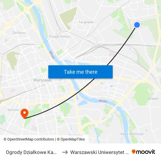 Ogrody Działkowe Kawęczyn to Warszawski Uniwersytet Medyczny map