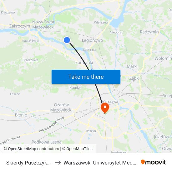 Skierdy Puszczyka to Warszawski Uniwersytet Medyczny map