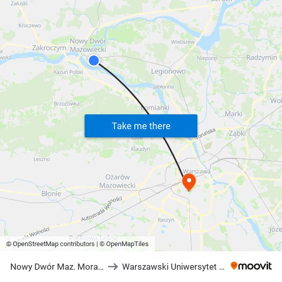 Nowy Dwór Mazowiecki Morawicza to Warszawski Uniwersytet Medyczny map