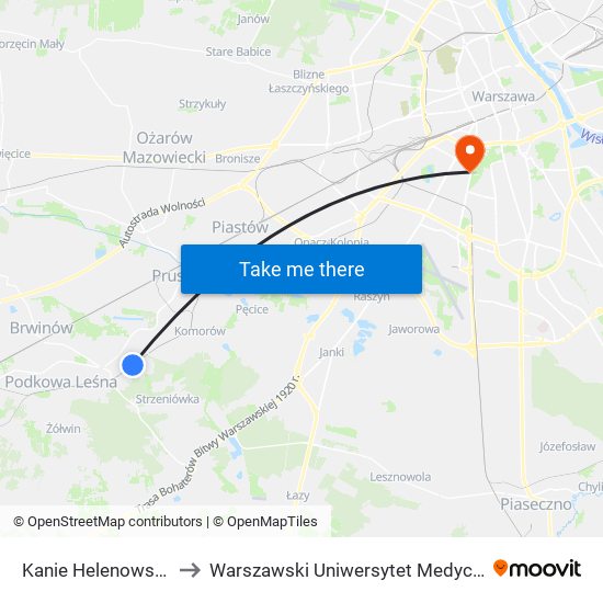 Kanie Helenowskie to Warszawski Uniwersytet Medyczny map