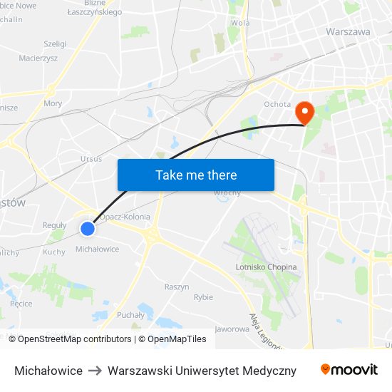 Michałowice to Warszawski Uniwersytet Medyczny map