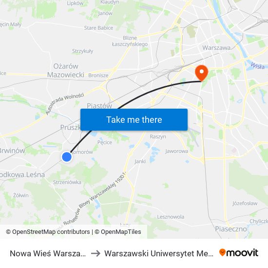 Nowa Wieś Warszawska to Warszawski Uniwersytet Medyczny map