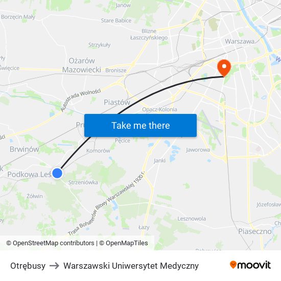 Otrębusy to Warszawski Uniwersytet Medyczny map