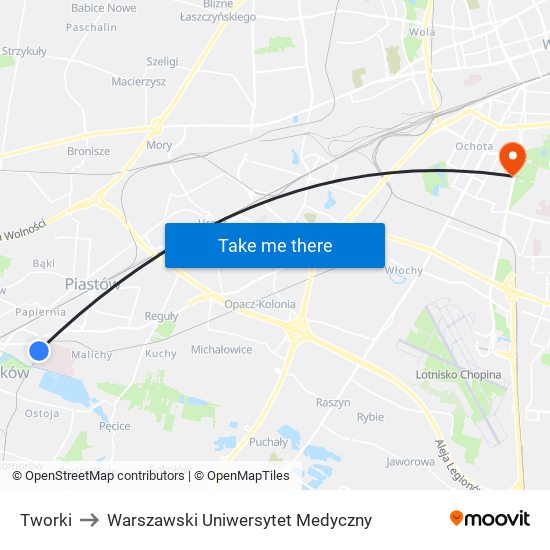 Tworki to Warszawski Uniwersytet Medyczny map