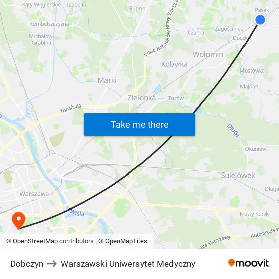 Dobczyn to Warszawski Uniwersytet Medyczny map