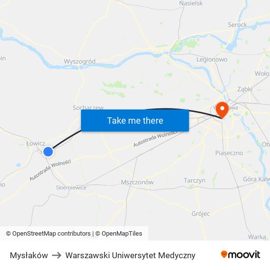 Mysłaków to Warszawski Uniwersytet Medyczny map