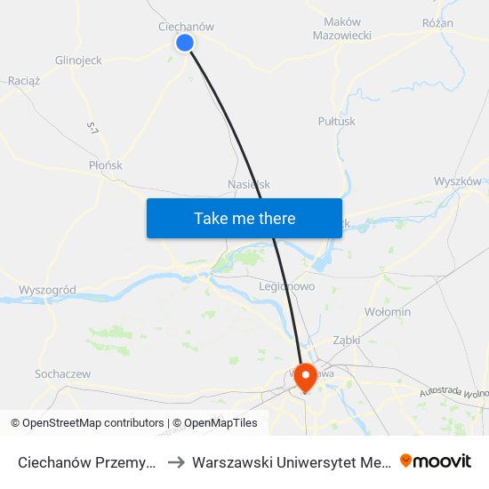 Ciechanów Przemysłowy to Warszawski Uniwersytet Medyczny map