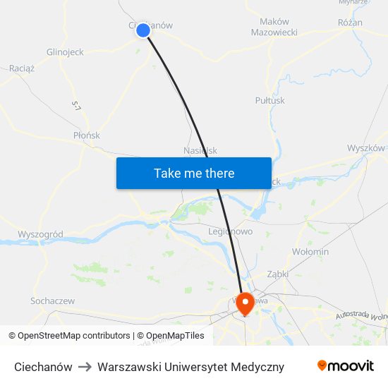 Ciechanów to Warszawski Uniwersytet Medyczny map