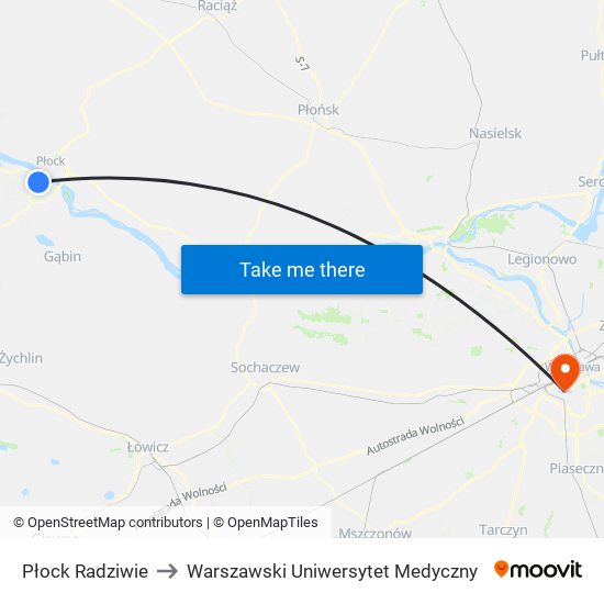 Płock Radziwie to Warszawski Uniwersytet Medyczny map