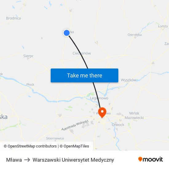 Mława to Warszawski Uniwersytet Medyczny map