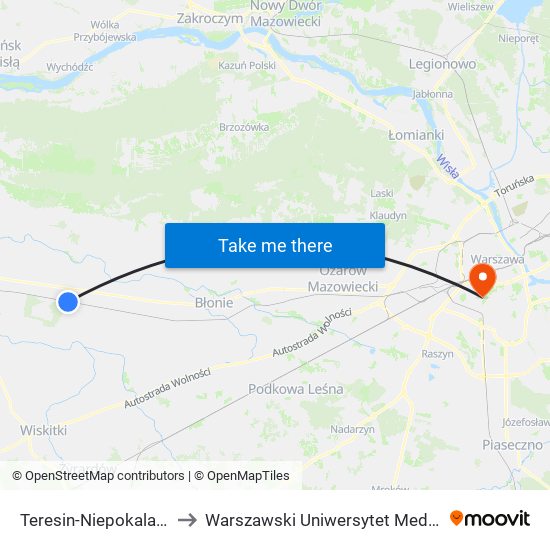 Teresin-Niepokalanów to Warszawski Uniwersytet Medyczny map