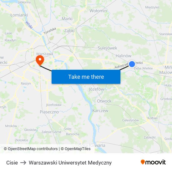 Cisie to Warszawski Uniwersytet Medyczny map