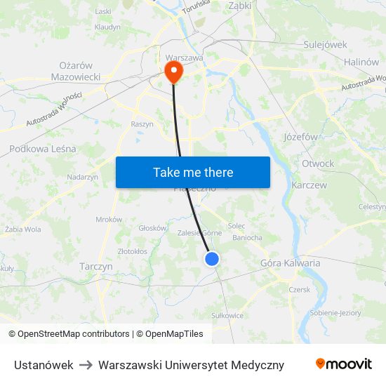 Ustanówek to Warszawski Uniwersytet Medyczny map