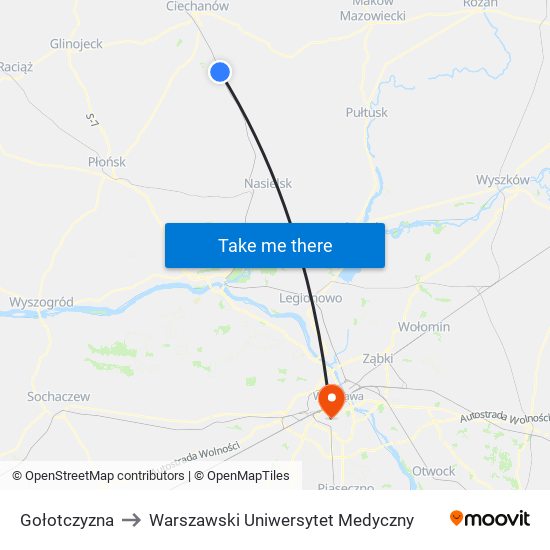 Gołotczyzna to Warszawski Uniwersytet Medyczny map