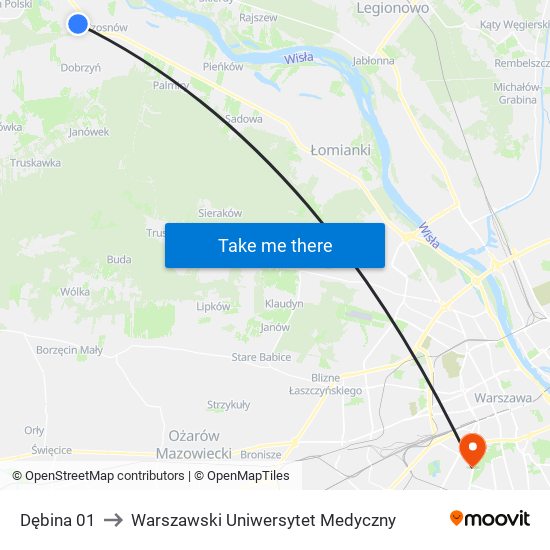 Dębina 01 to Warszawski Uniwersytet Medyczny map