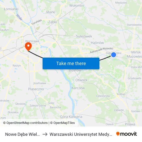 Nowe Dębe Wielkie to Warszawski Uniwersytet Medyczny map