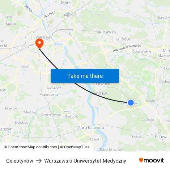 Celestynów to Warszawski Uniwersytet Medyczny map