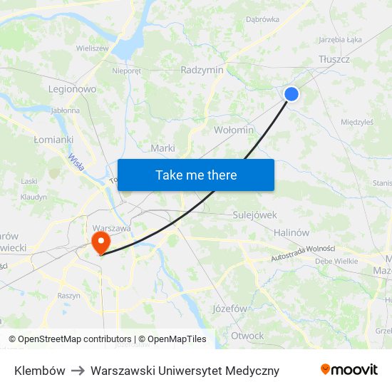 Klembów to Warszawski Uniwersytet Medyczny map