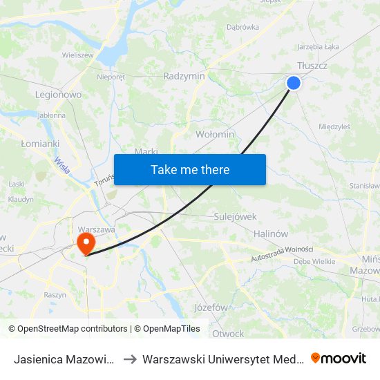 Jasienica Mazowiecka to Warszawski Uniwersytet Medyczny map