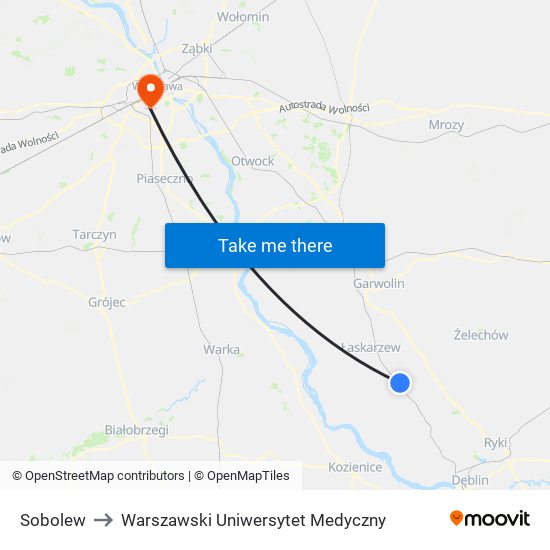 Sobolew to Warszawski Uniwersytet Medyczny map