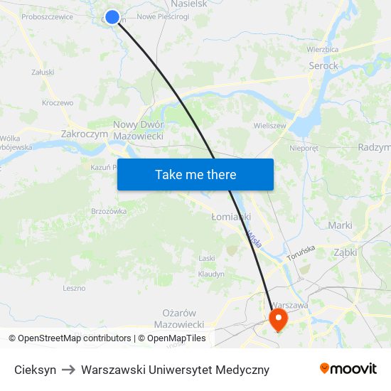 Cieksyn to Warszawski Uniwersytet Medyczny map