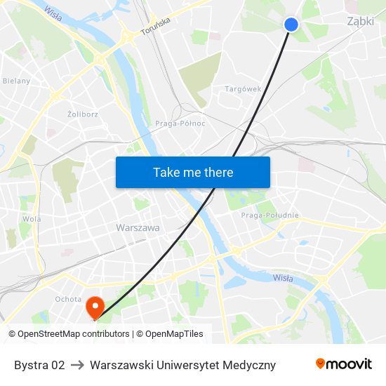 Bystra 02 to Warszawski Uniwersytet Medyczny map