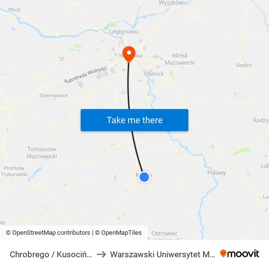 Chrobrego / Kusocińskiego to Warszawski Uniwersytet Medyczny map