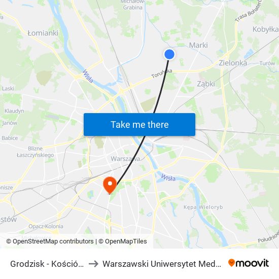 Grodzisk - Kościół 02 to Warszawski Uniwersytet Medyczny map