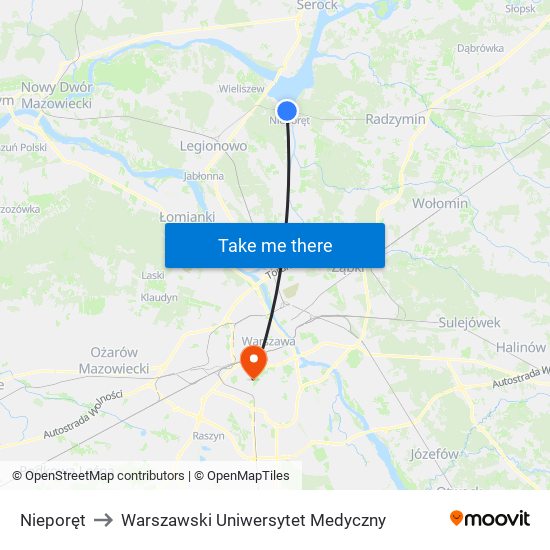 Nieporęt to Warszawski Uniwersytet Medyczny map