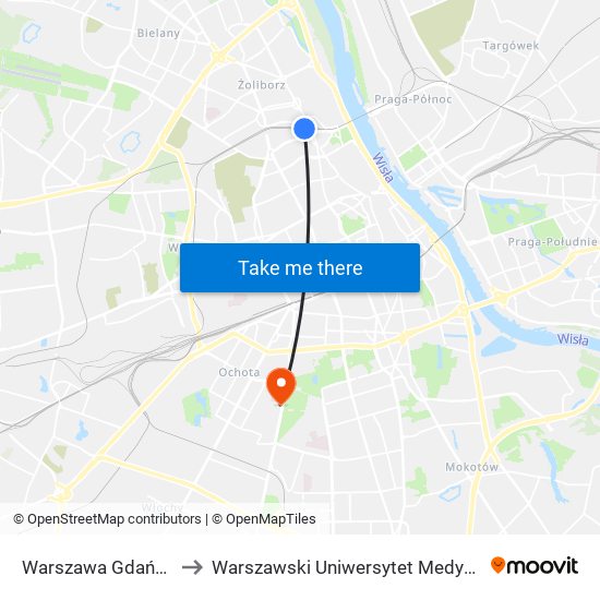 Warszawa Gdańska to Warszawski Uniwersytet Medyczny map