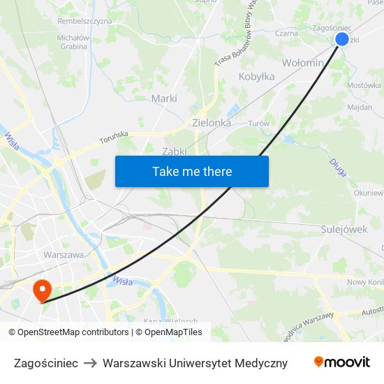 Zagościniec to Warszawski Uniwersytet Medyczny map