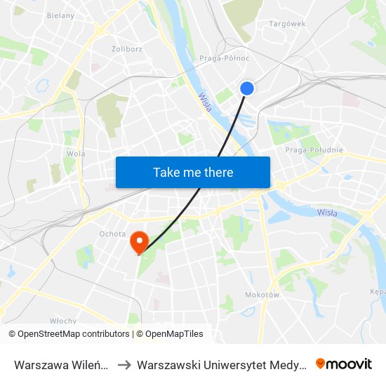 Warszawa Wileńska to Warszawski Uniwersytet Medyczny map