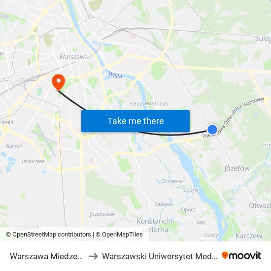 Warszawa Miedzeszyn to Warszawski Uniwersytet Medyczny map