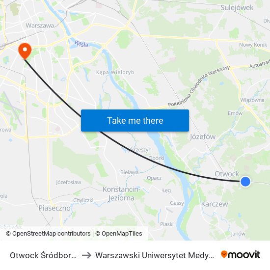 Otwock Śródborów to Warszawski Uniwersytet Medyczny map