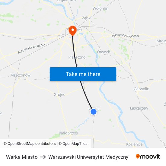 Warka Miasto to Warszawski Uniwersytet Medyczny map