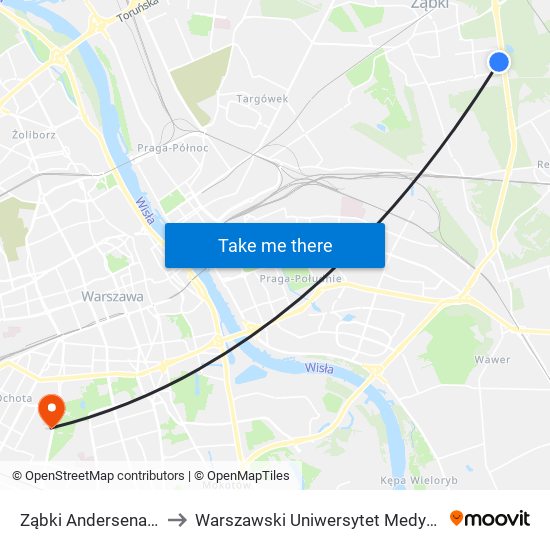 Ząbki Andersena 01 to Warszawski Uniwersytet Medyczny map