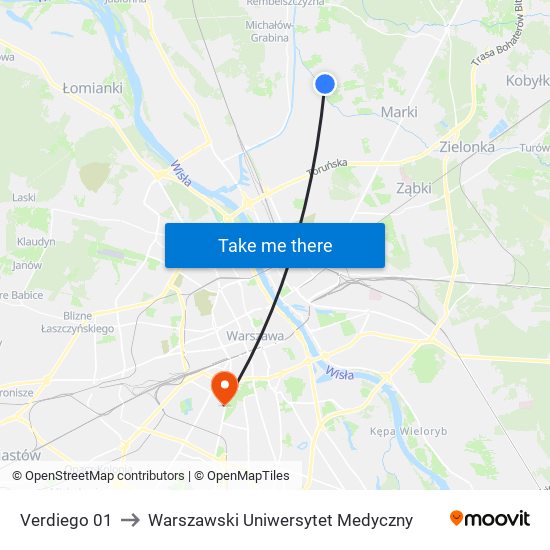 Verdiego to Warszawski Uniwersytet Medyczny map