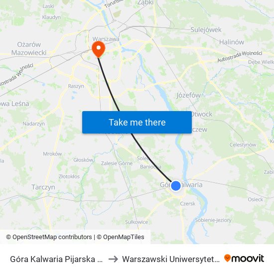 Góra Kalwaria Pijarska-Basen to Warszawski Uniwersytet Medyczny map