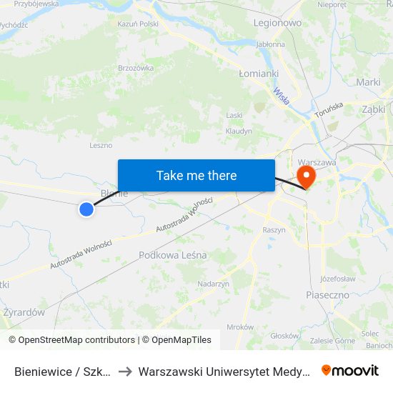 Bieniewice / Szkoła to Warszawski Uniwersytet Medyczny map