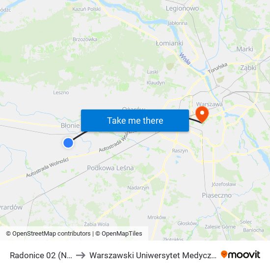 Radonice 02 (Nż) to Warszawski Uniwersytet Medyczny map