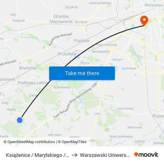 Książenice / Marylskiego / Agri-Rol (Nż) to Warszawski Uniwersytet Medyczny map