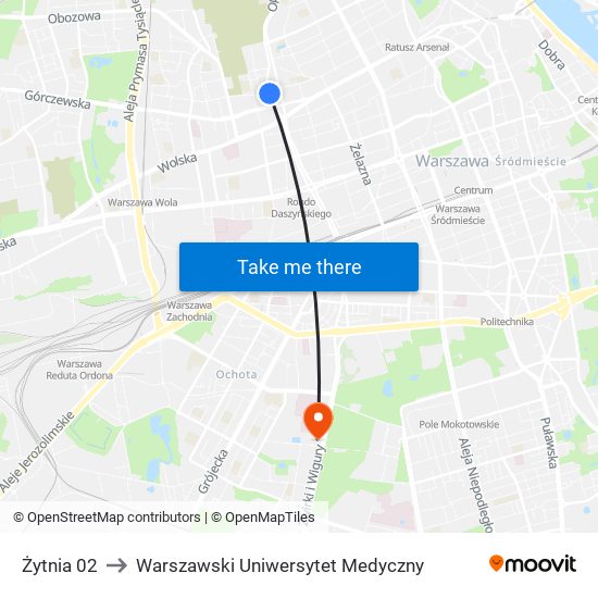 Żytnia to Warszawski Uniwersytet Medyczny map