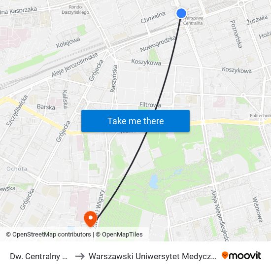 Dw. Centralny 10 to Warszawski Uniwersytet Medyczny map