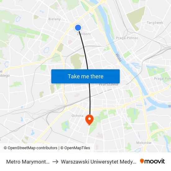 Metro Marymont 03 to Warszawski Uniwersytet Medyczny map