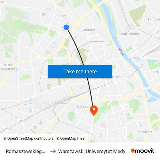 Romaszewskiego 03 to Warszawski Uniwersytet Medyczny map