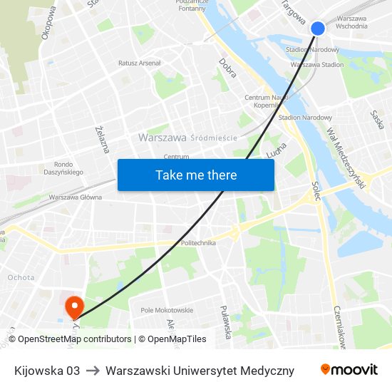 Kijowska 03 to Warszawski Uniwersytet Medyczny map