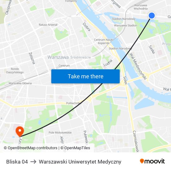 Bliska 04 to Warszawski Uniwersytet Medyczny map