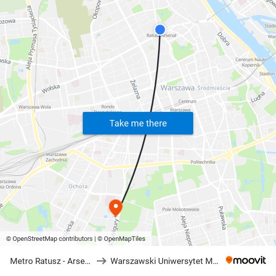 Metro Ratusz Arsenał to Warszawski Uniwersytet Medyczny map